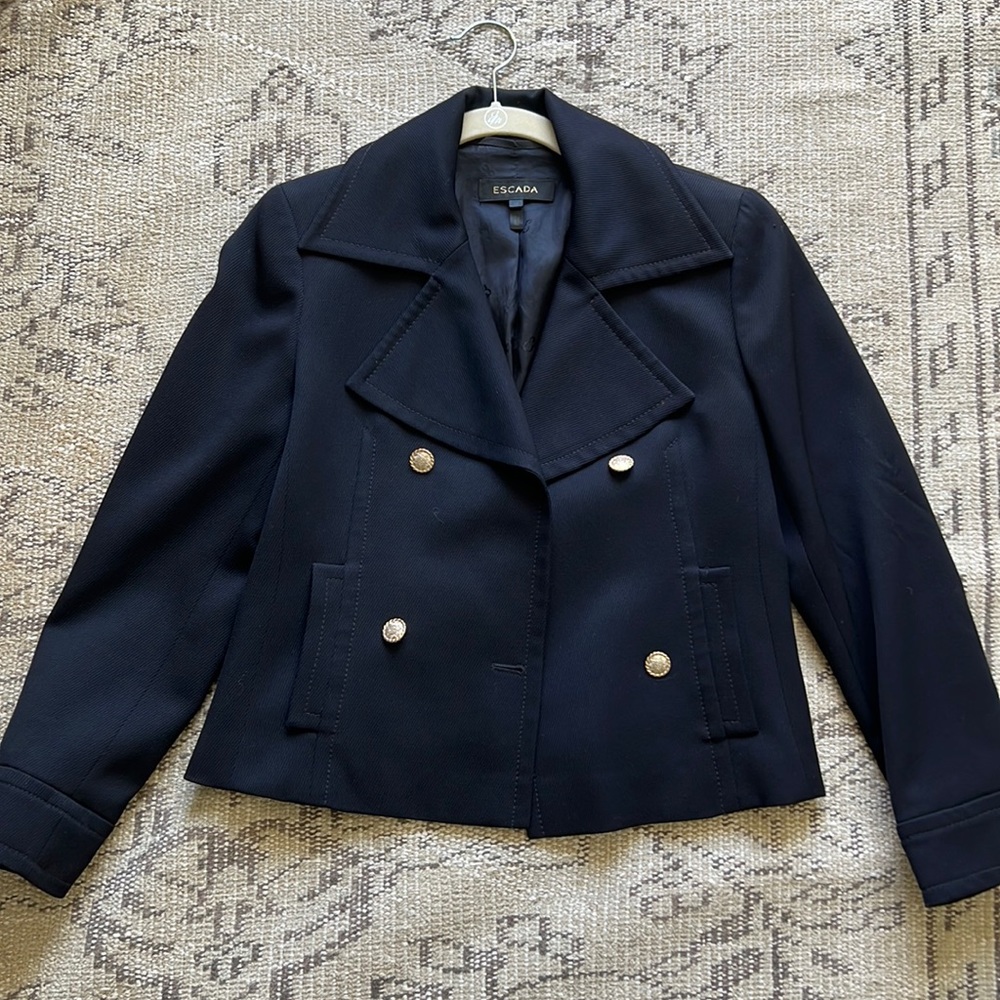 Escada Navy Double Breasted Light Jacket - image 1